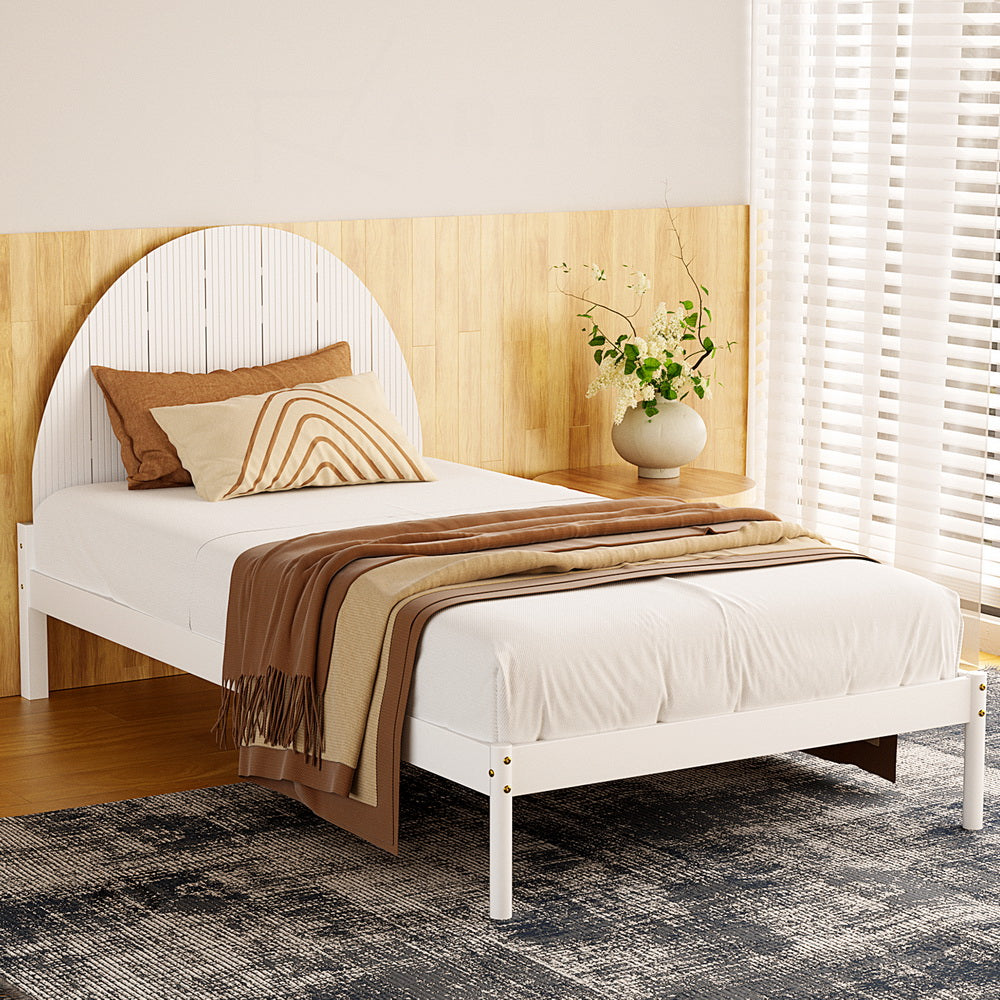 Artiss Bed Frame King Single Size Wooden White DALY Artiss