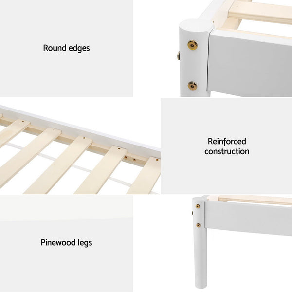 Artiss Bed Frame Queen Size Wooden White DALY Artiss