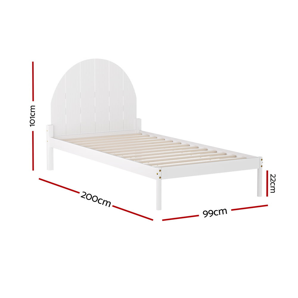 Artiss Bed Frame Single Size Wooden White DALY Artiss