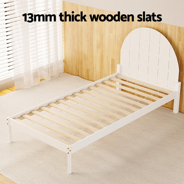Artiss Bed Frame Single Size Wooden White DALY Artiss