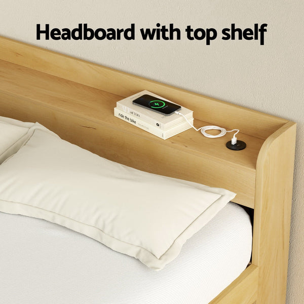 Artiss Bed Frame Double Size with Charging Ports and 2 Drawers AURA Artiss