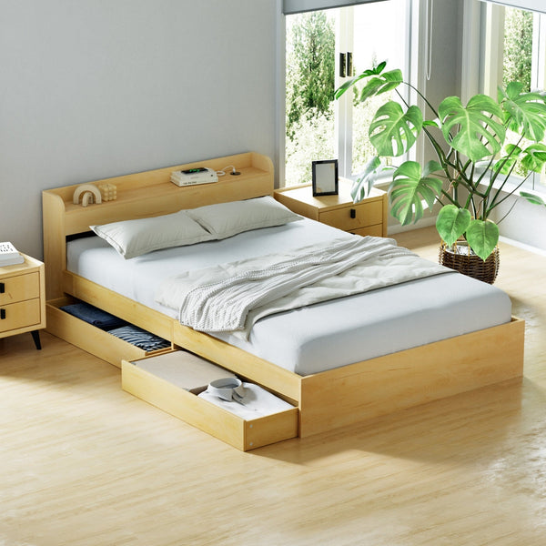 Artiss Bed Frame Double Size with Charging Ports and 2 Drawers AURA Artiss