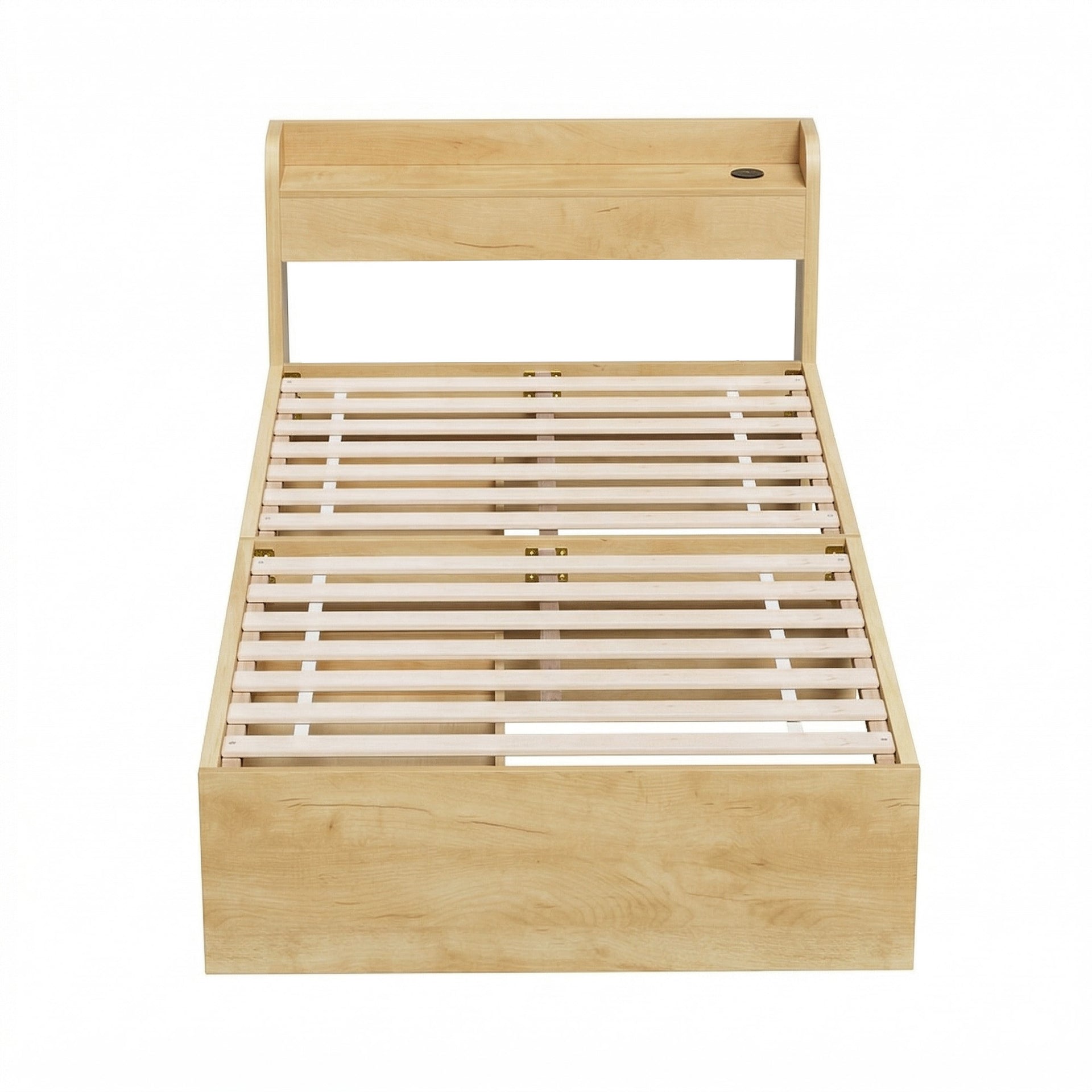 Artiss King Single Bed Frame with 2 Drawers Platform Bed with Headboard Bed Base with USB Ports Natural Awezingly