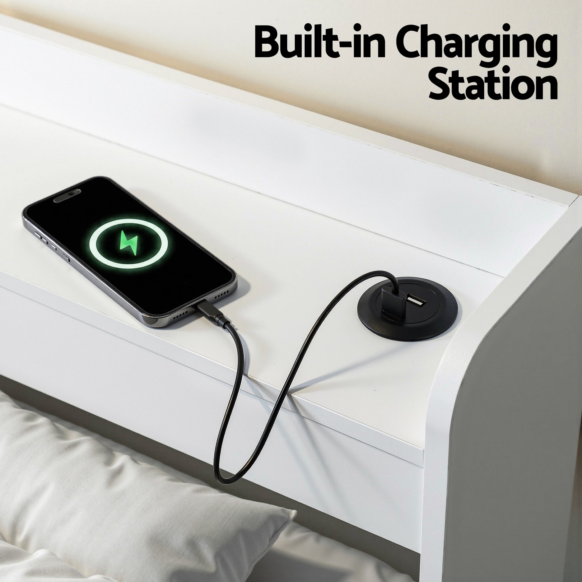 Artiss Bed Frame Single Size with Charging Ports and 2 Drawers AURA Awezingly