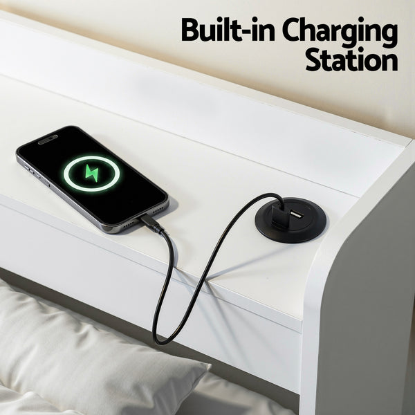 Artiss Bed Frame Single Size with Charging Ports and 2 Drawers AURA Awezingly