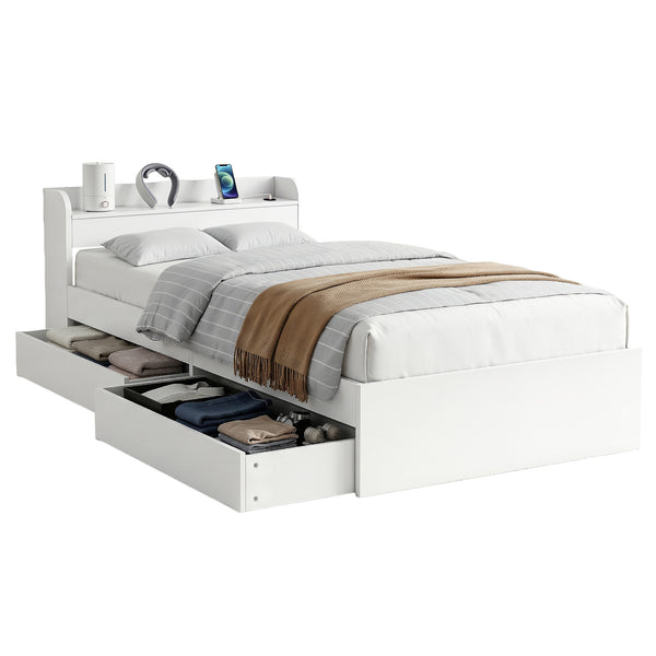 Artiss Bed Frame Single Size with Charging Ports and 2 Drawers AURA Awezingly