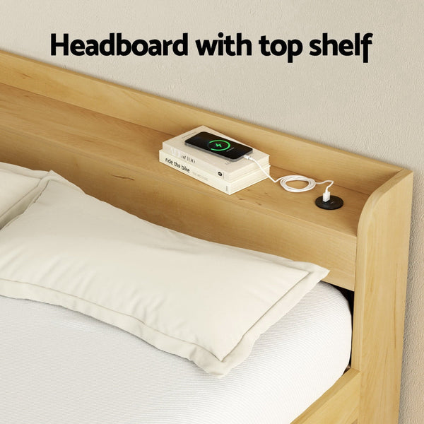 Artiss Bed Frame Queen Size with Charging Ports and 2 Drawers AURA Artiss