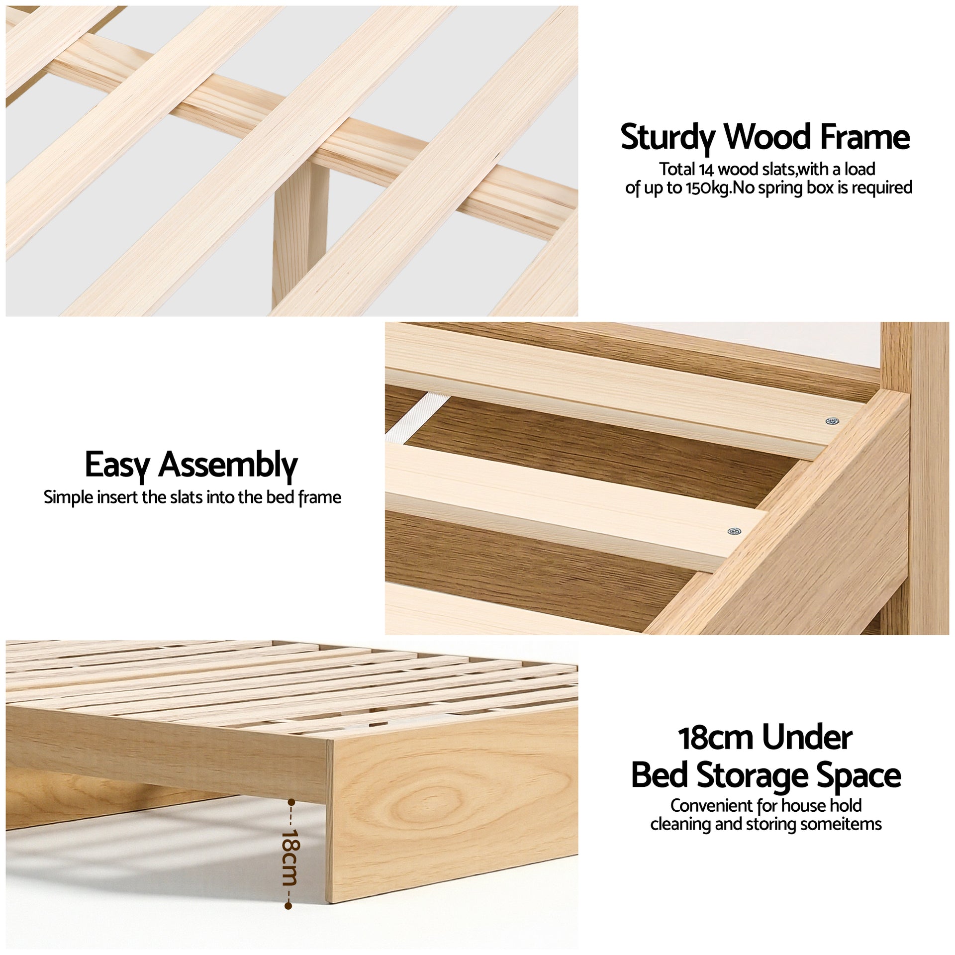 Artiss Single Bed Frame with 2 Storage Drawers Platform Bed Base with USB Ports Sturdy Wooden Slat Support Natural Awezingly