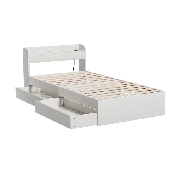 Artiss Bed Frame Single Size with Charging Ports and 2 Drawers AURA Artiss
