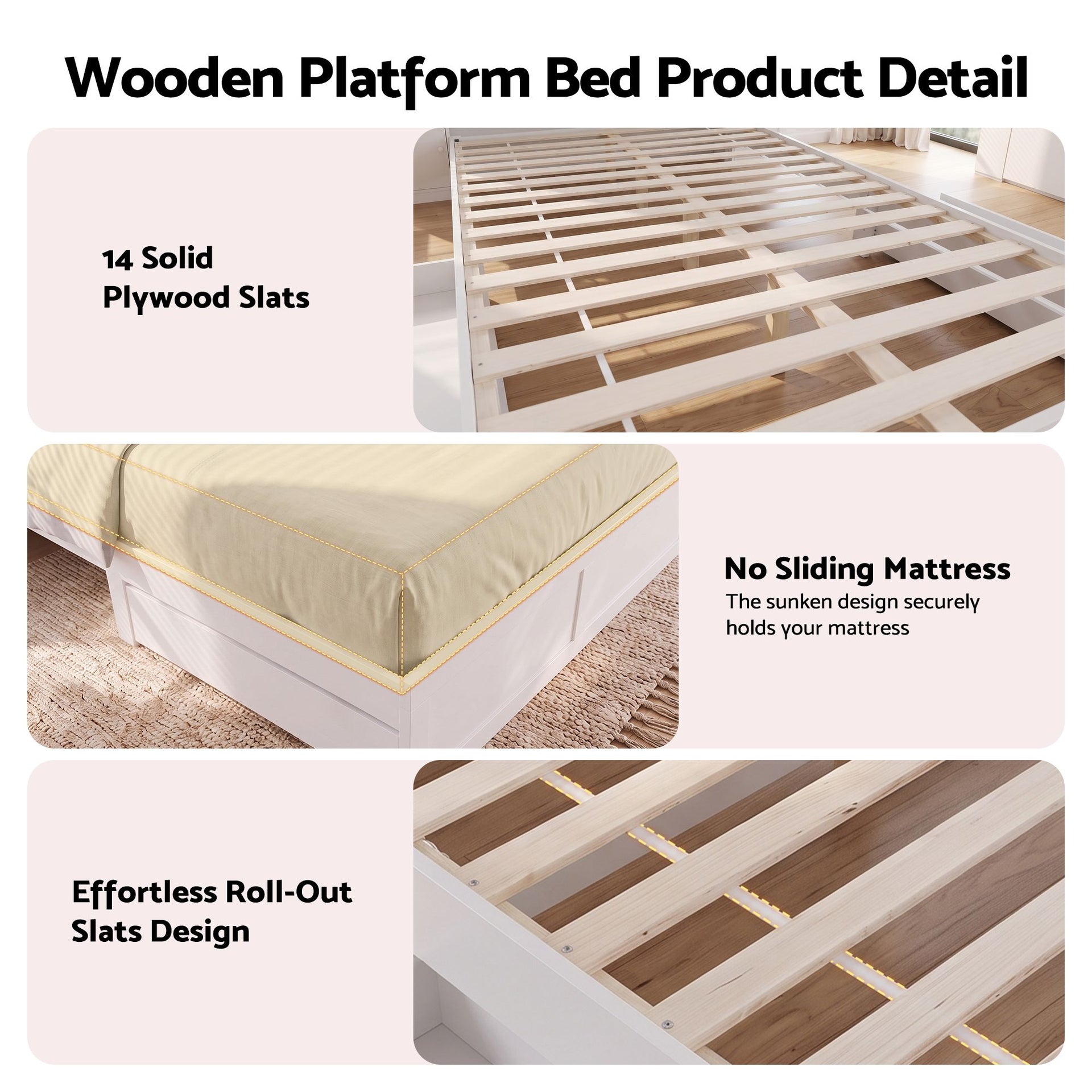 Artiss Queen Bed Frame with Storage Bookcase Headboard, USB & Type-C Ports & Drawers White Awezingly