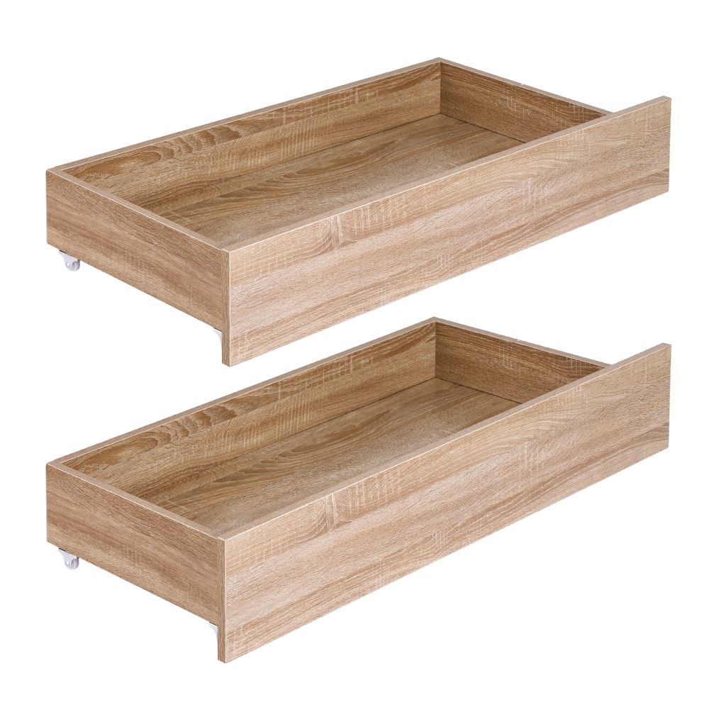 Artiss 2pcs Under Bed Storage with Wheels Rolling Wooden Drawers King Single & Queen Awezingly
