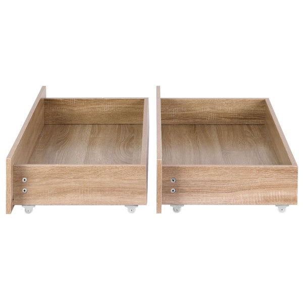 Artiss 2pcs Under Bed Storage with Wheels Rolling Wooden Drawers King Single & Queen Awezingly