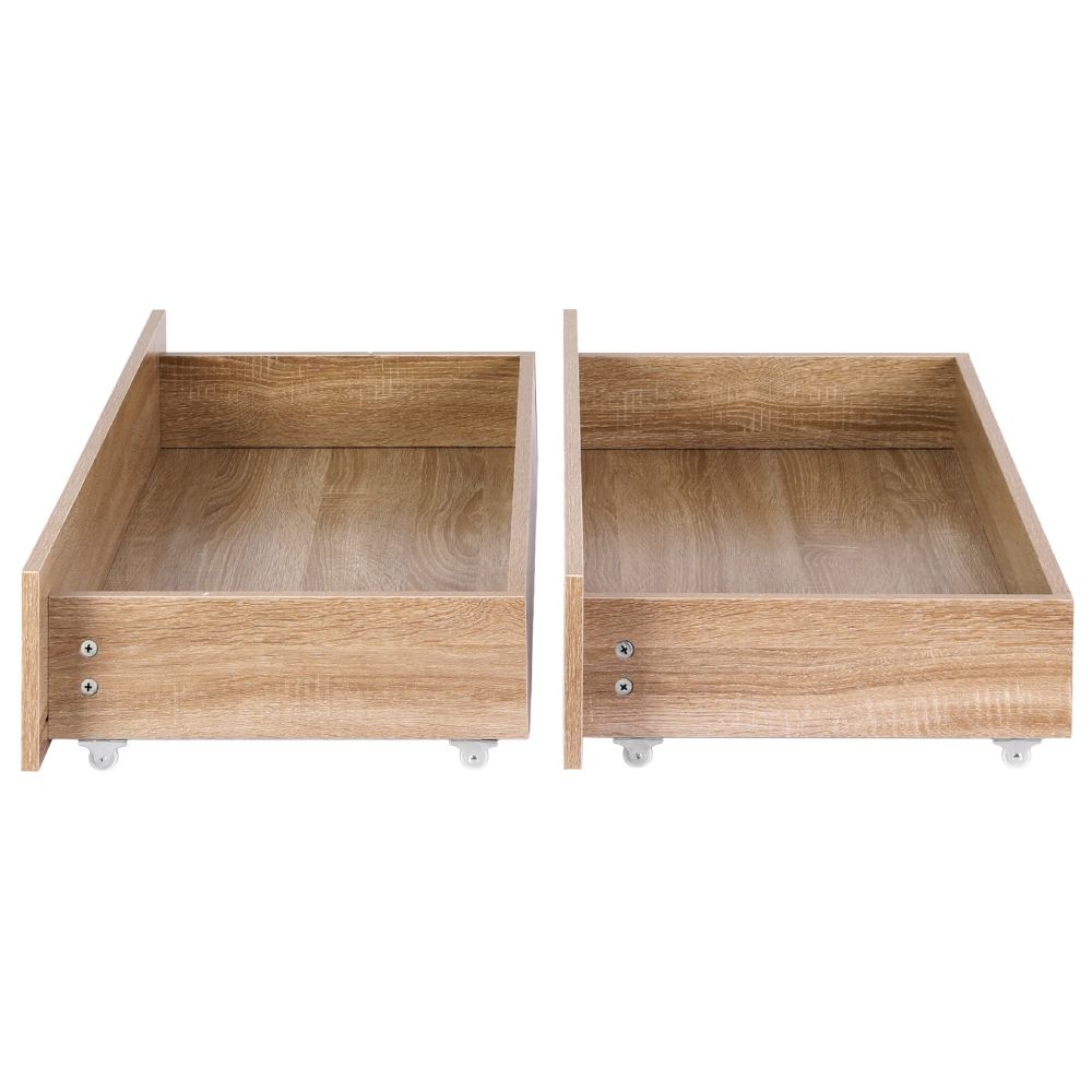 Artiss 2pcs Under Bed Storage with Wheels Rolling Wooden Drawers Single & Double Awezingly