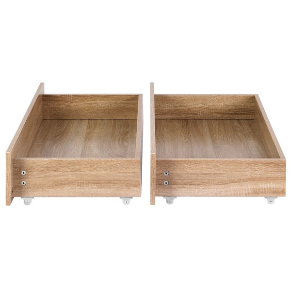 Artiss 2pcs Under Bed Storage with Wheels Rolling Wooden Drawers Single & Double Awezingly