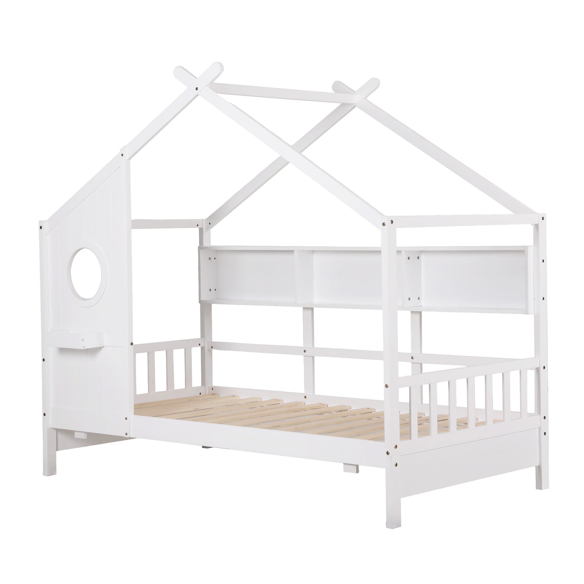 Artiss Kids Single Bed Frame House Bed Solid Wood Montessori Bed for Toddler White Awezingly