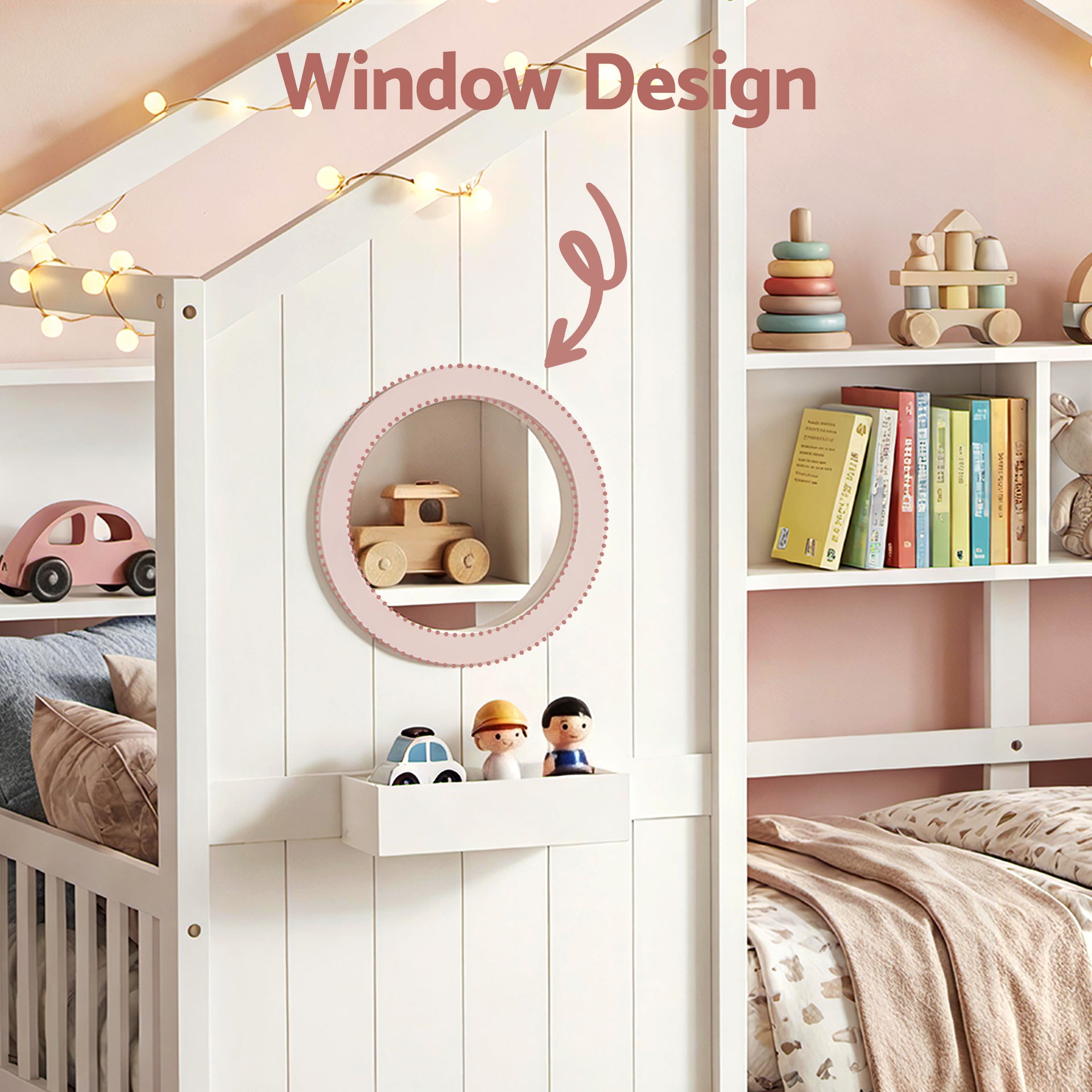 Artiss Kids Single Bed Frame with 3 Storage Bookcase & 2 Drawers House Bed Solid Wood Montessori Bed Easy Assembly White Awezingly