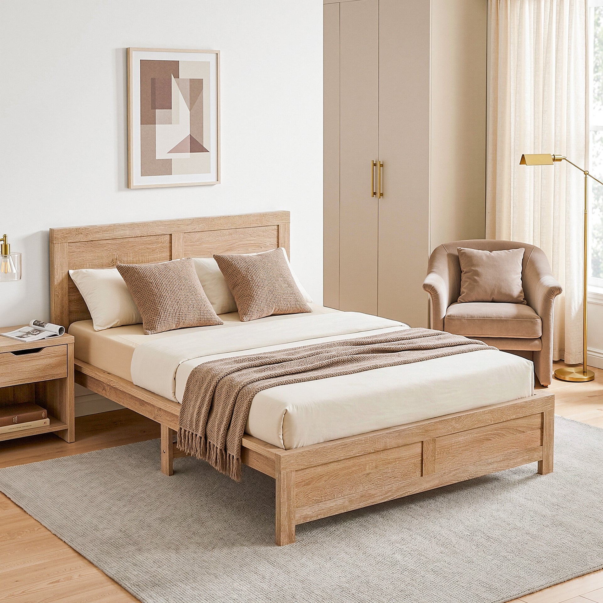 Artiss King Single Bed Frame Wooden Bed Base Awezingly