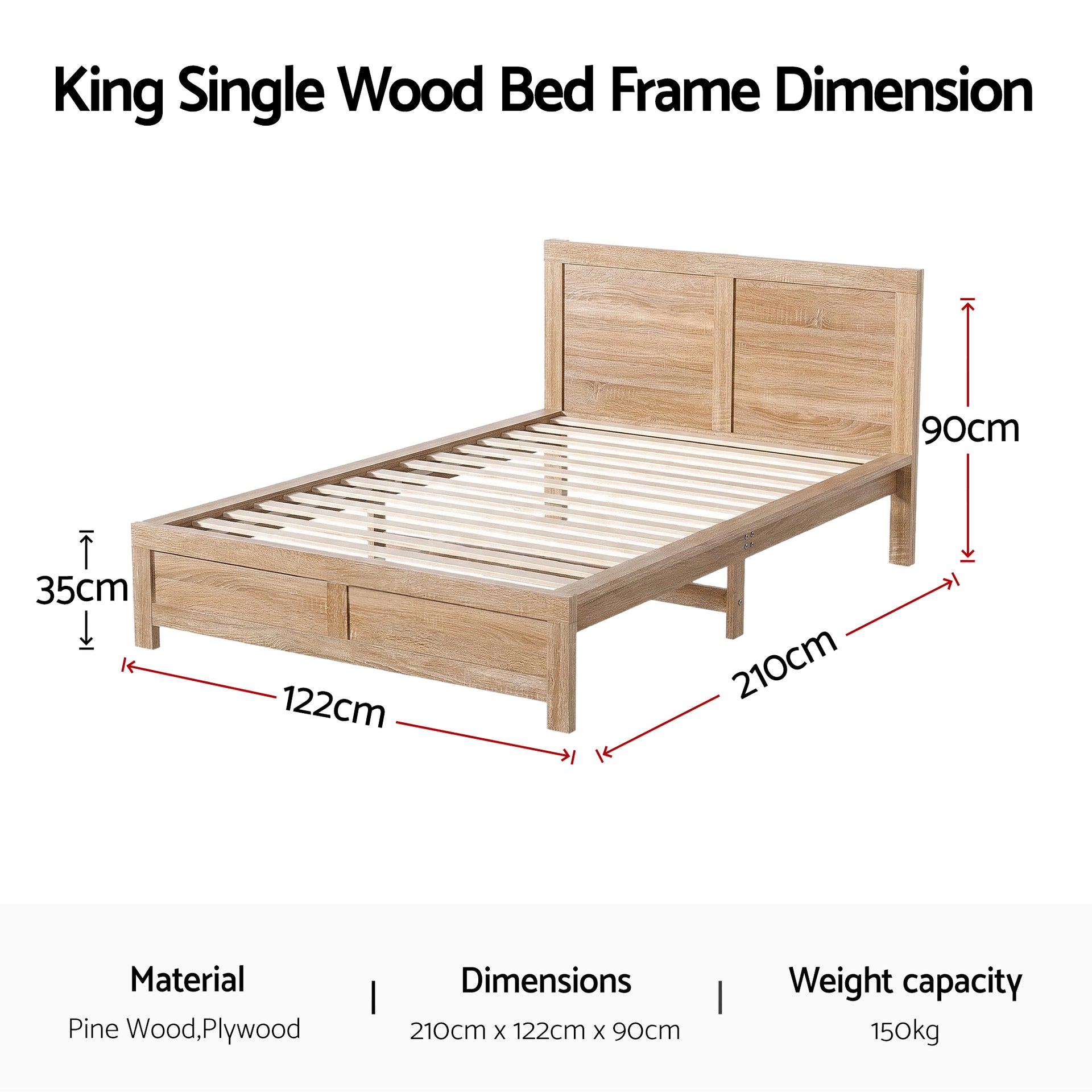 Artiss King Single Bed Frame Wooden Bed Base Awezingly