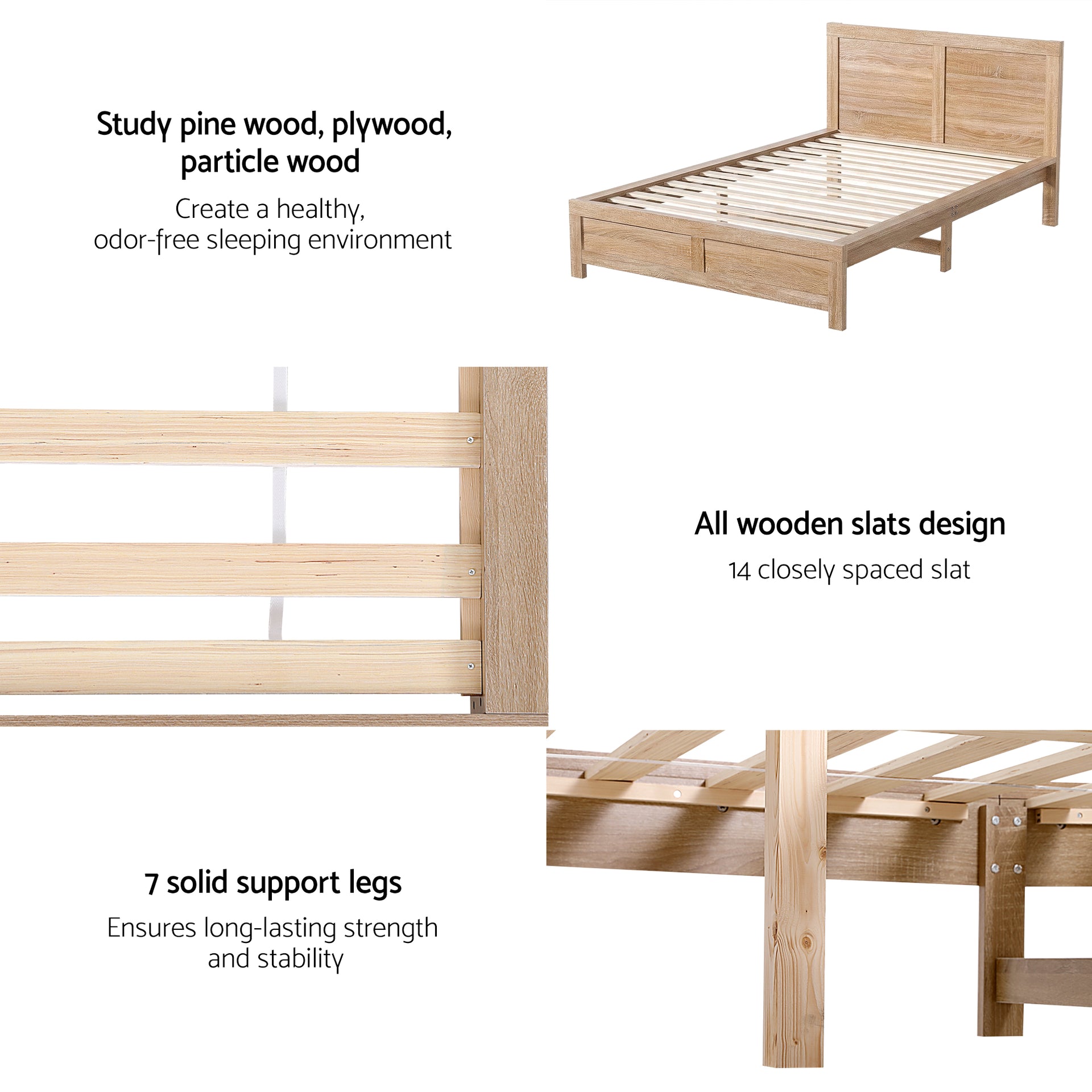 Artiss King Single Bed Frame Wooden Bed Base Awezingly