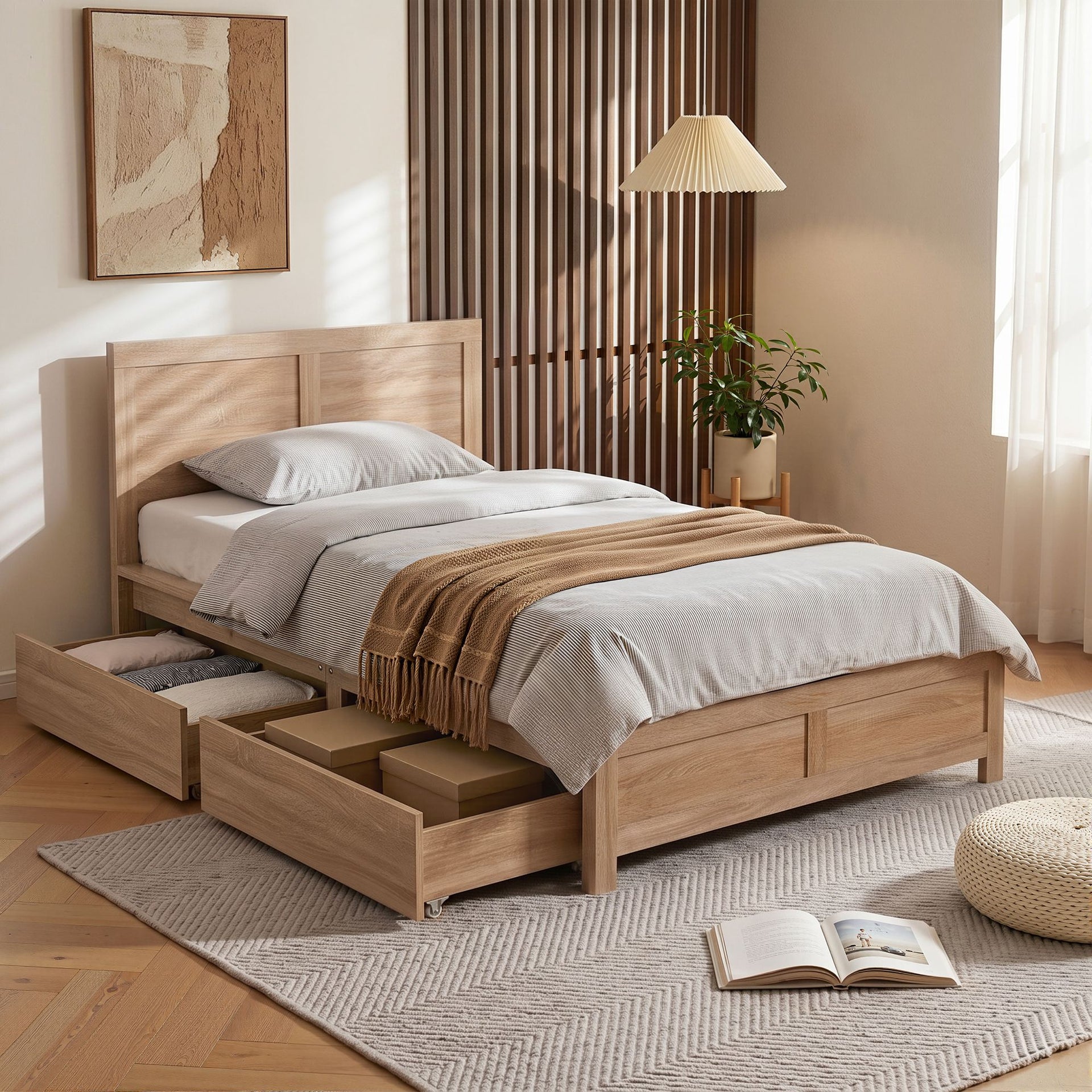 Artiss King Single Size Bed Frame with 2 Drawers Bedroom Furniture Artiss