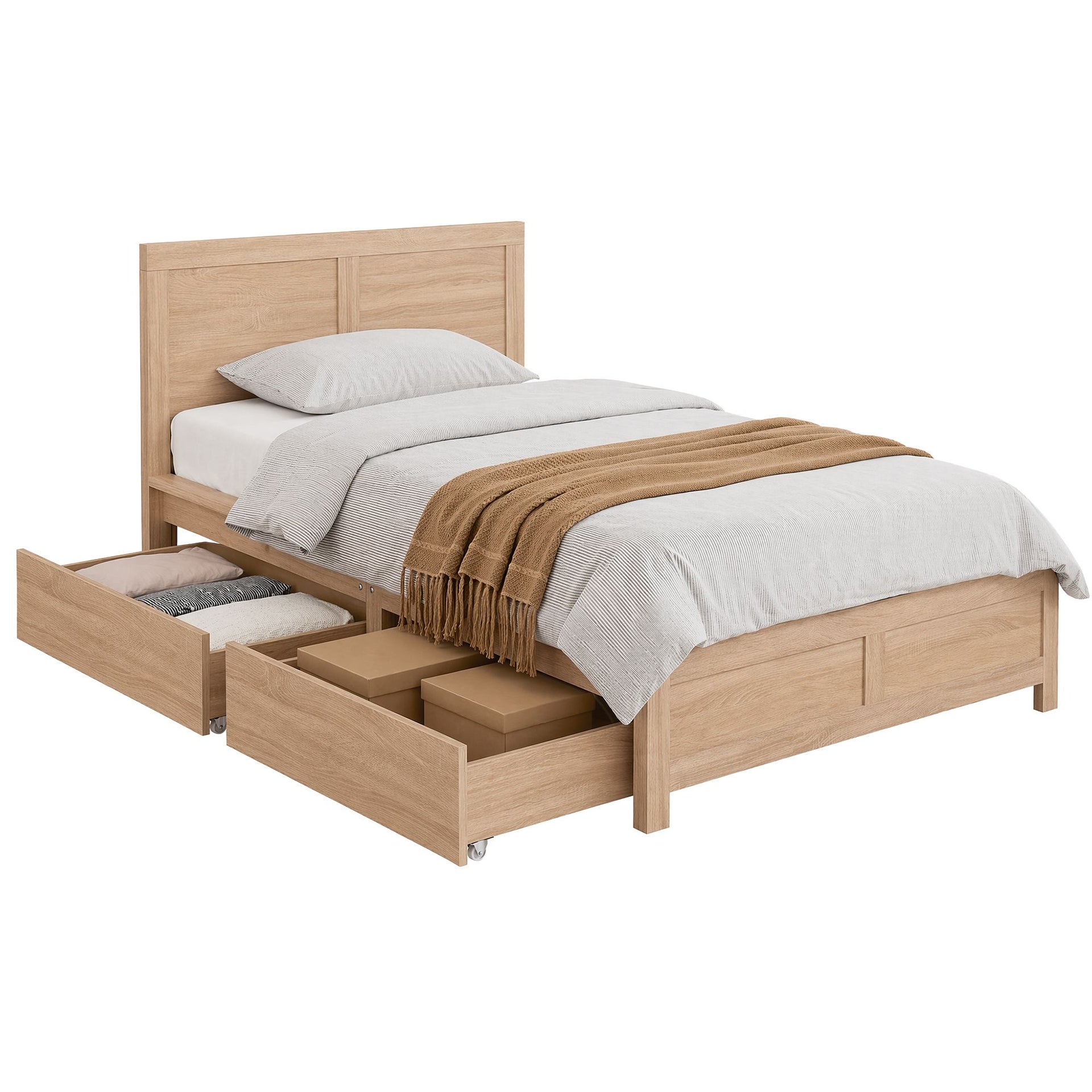 Artiss King Single Size Bed Frame with 2 Drawers Bedroom Furniture Artiss