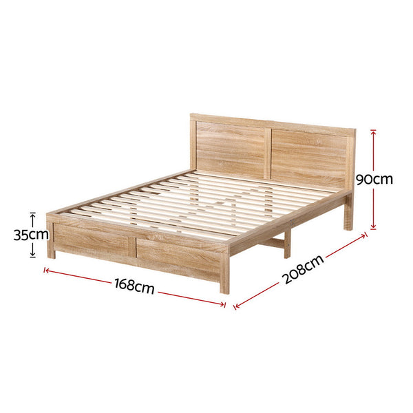 Artiss Bed Frame Queen Size Wooden Acacia Wood OATMEAL Artiss
