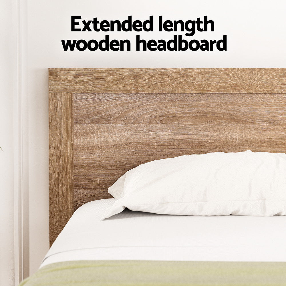 Artiss Bed Frame Queen Size Wooden Acacia Wood OATMEAL Artiss