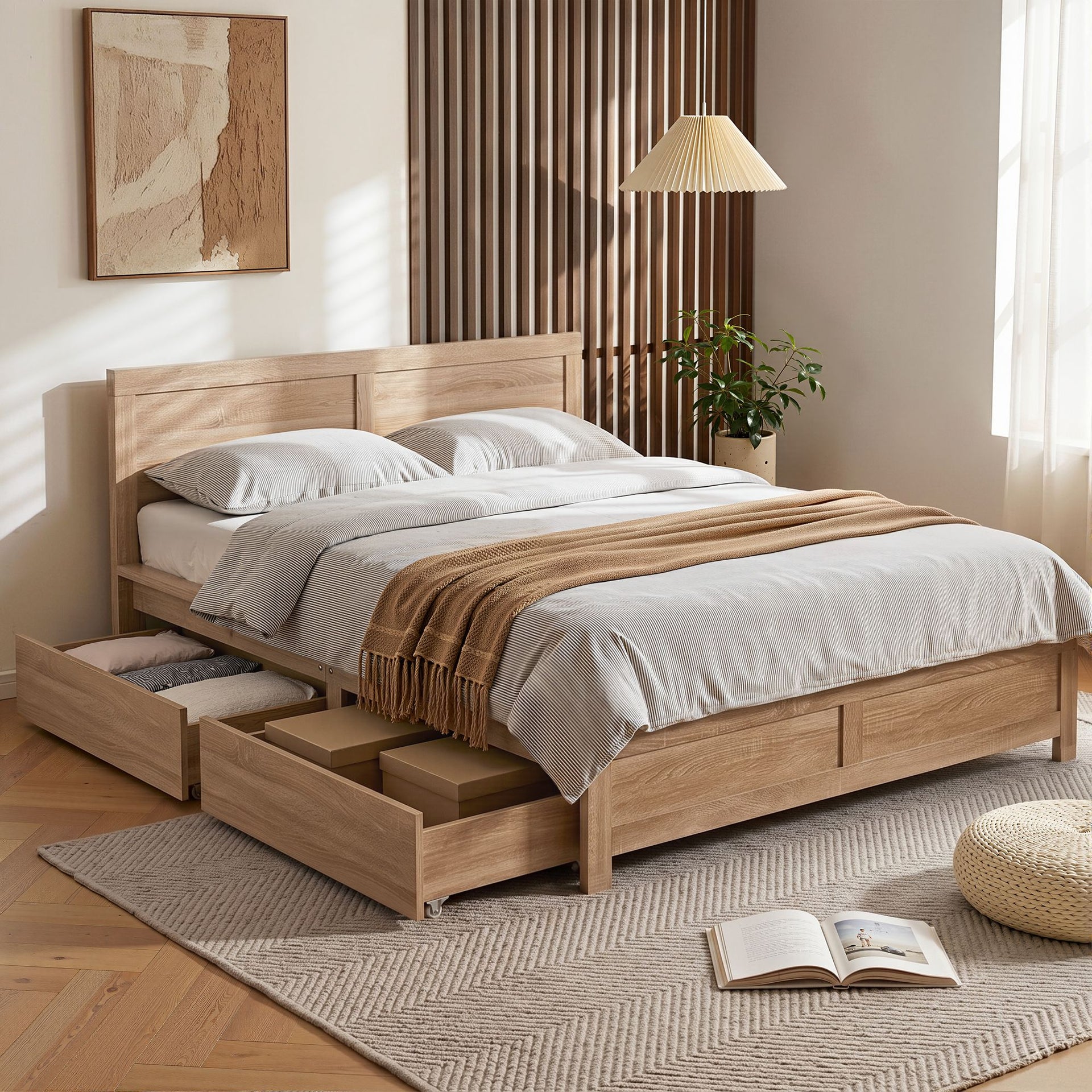 Artiss Queen Size Bed Frame with 2 Drawers Bedroom Furniture Artiss