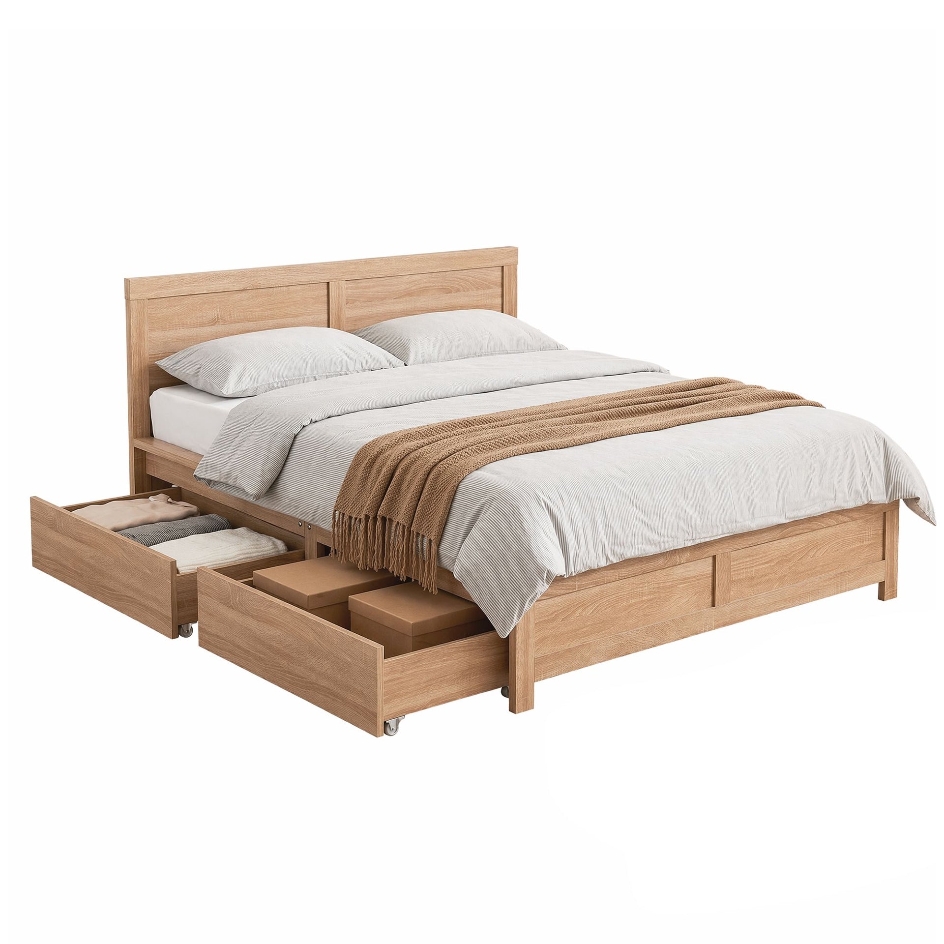 Artiss Queen Size Bed Frame with 2 Drawers Bedroom Furniture Artiss