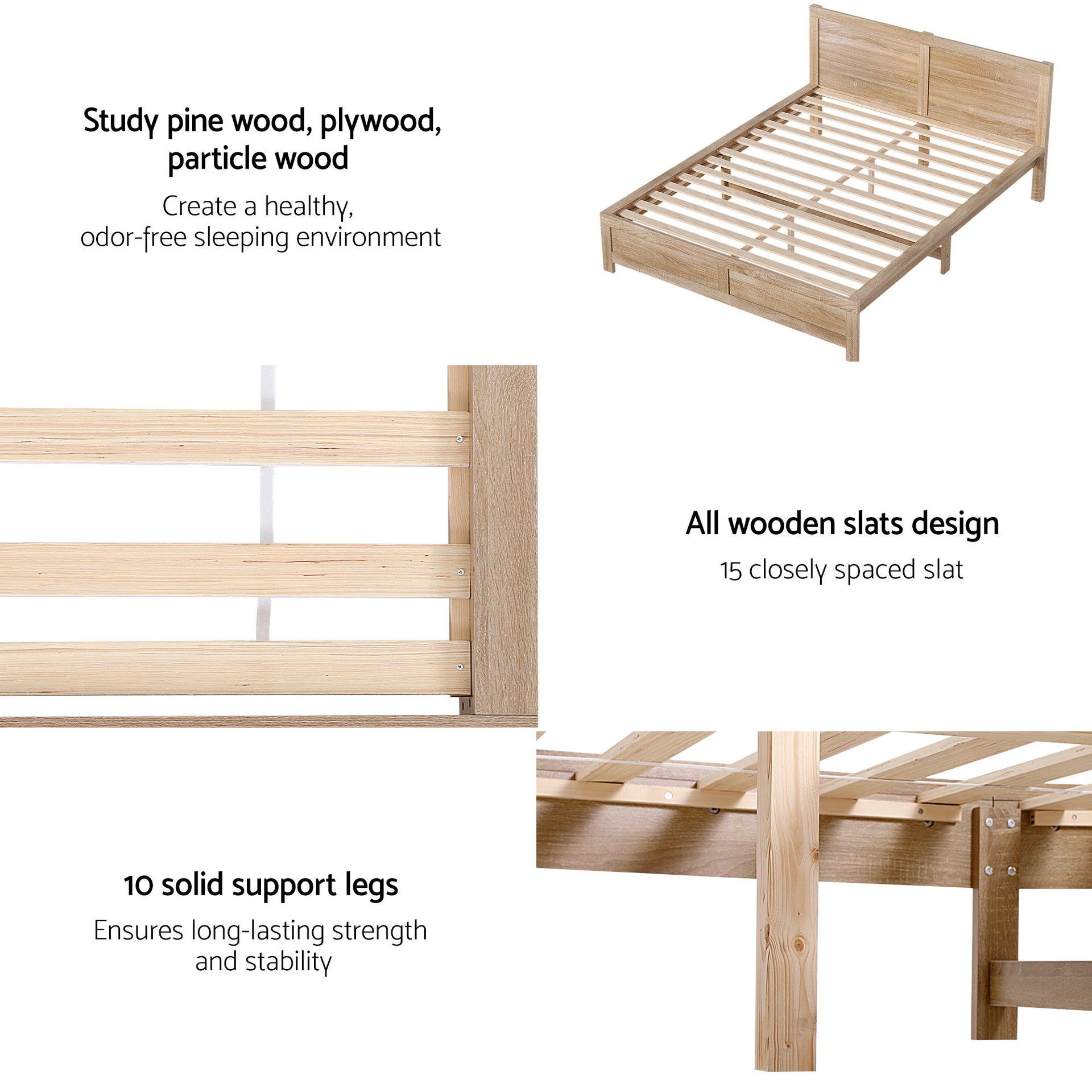 Artiss Queen Size Bed Frame with 2 Drawers Bedroom Furniture Artiss