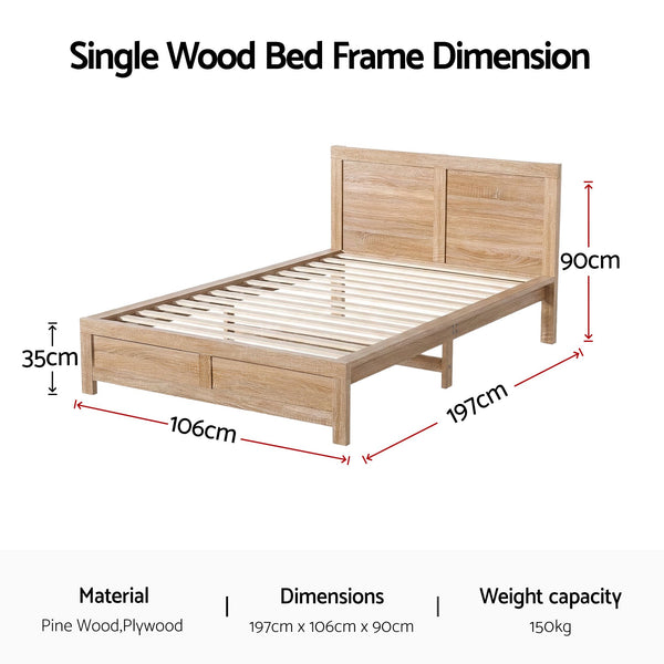 Artiss Single Bed Frame Wooden Bed Base Walnut Awezingly