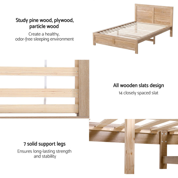 Artiss Single Bed Frame Wooden Bed Base Walnut Awezingly
