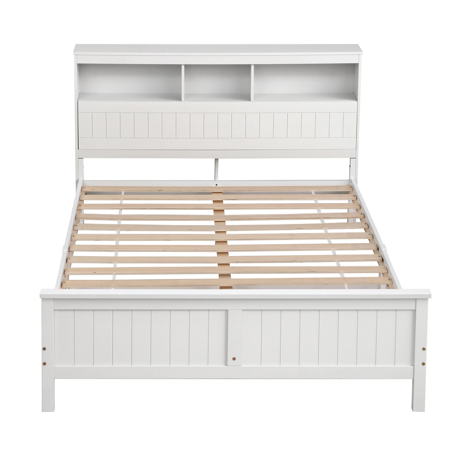 Artiss Queen Bed Frame with Storage Headboard and Footboard Wooden Bed Base White Awezingly