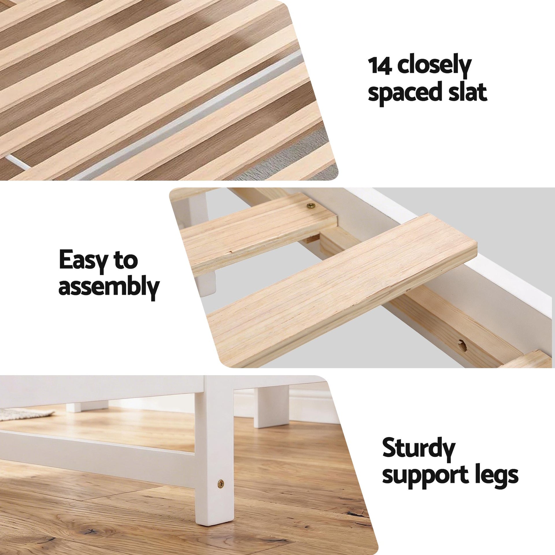 Artiss Single Bed Frame with Storage Headboard and Footboard Wooden Bed Base White Awezingly