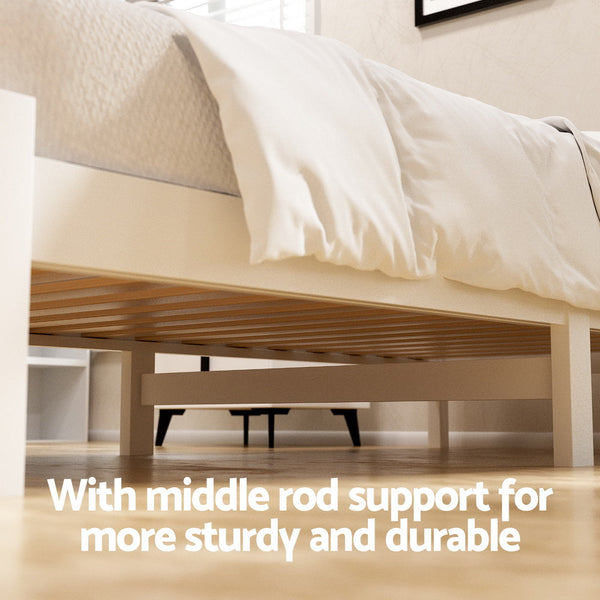 Artiss Bed Frame King Single Size Wooden Platform with 2 Storage Drawers White Awezingly