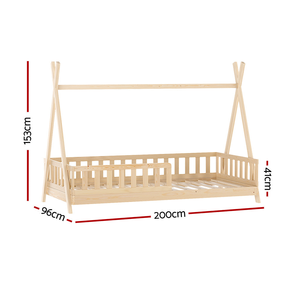 Artiss Bed Frame Wooden Kids House Frames Oak PUAH Artiss