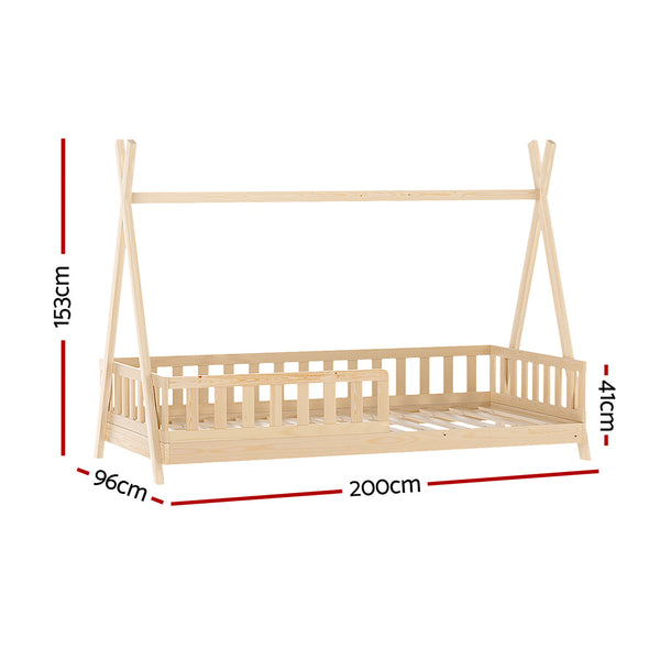 Artiss Bed Frame Wooden Kids House Frames Oak PUAH Artiss