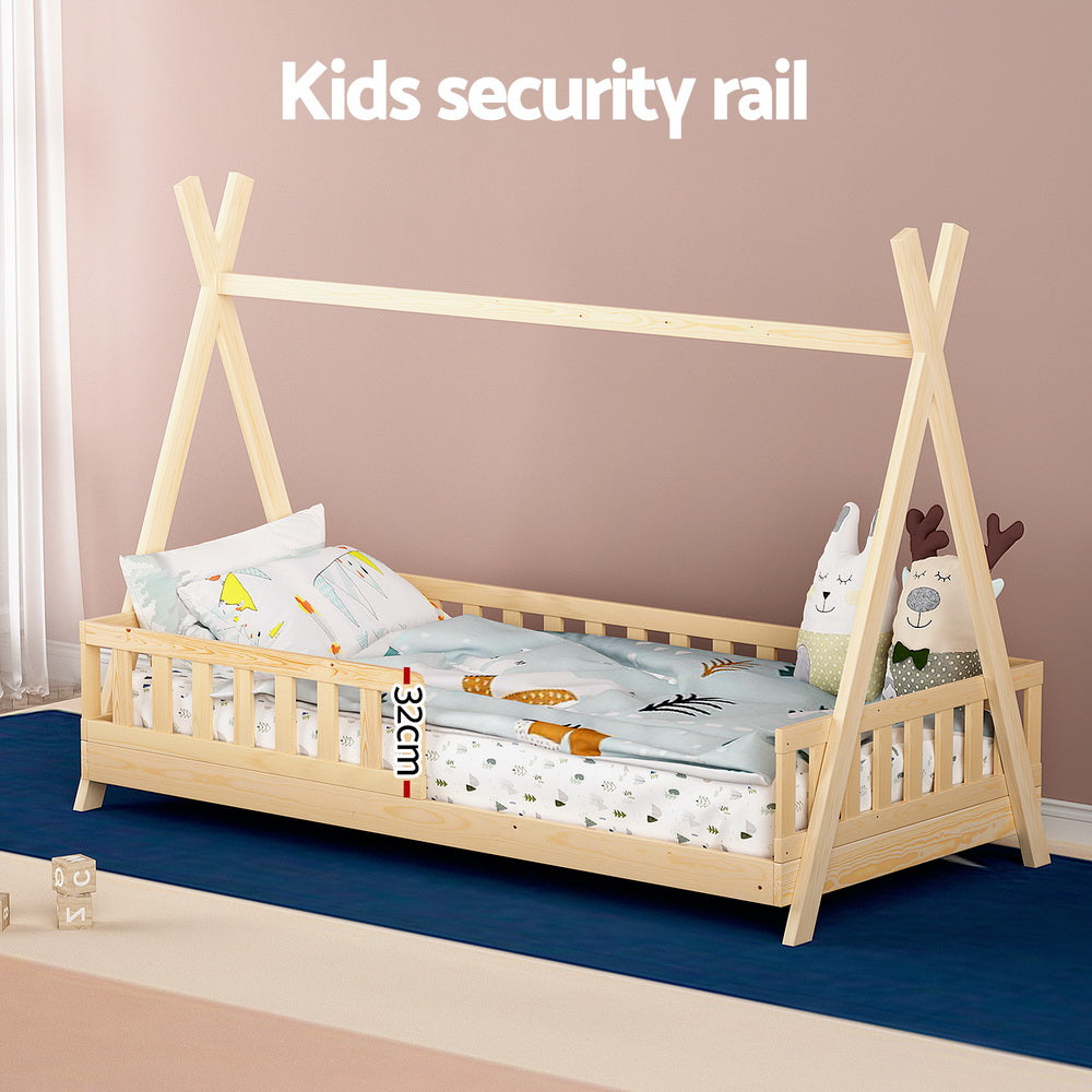 Artiss Bed Frame Wooden Kids House Frames Oak PUAH Artiss