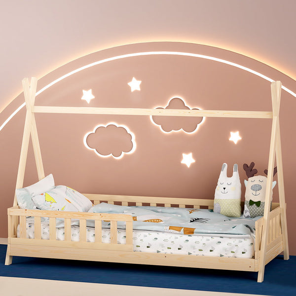 Artiss Bed Frame Wooden Kids House Frames Oak PUAH Artiss