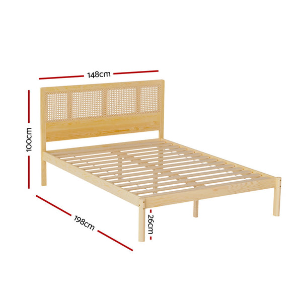 Artiss Bed Frame Double Size Rattan Wooden RITA Artiss