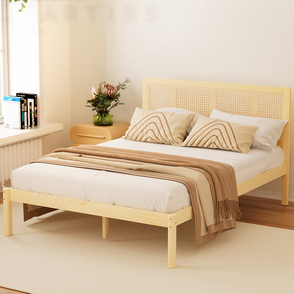 Artiss Bed Frame Double Size Rattan Wooden RITA Artiss