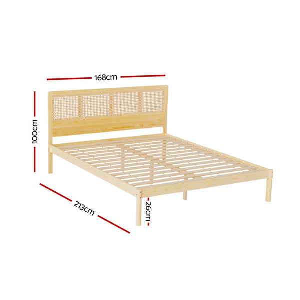 Artiss Bed Frame Queen Size Rattan Wooden RITA Artiss