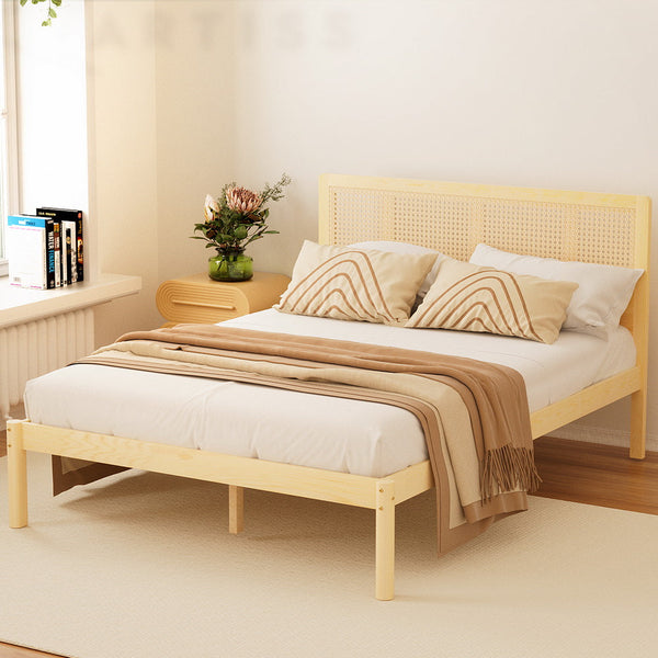 Artiss Bed Frame Queen Size Rattan Wooden RITA Artiss