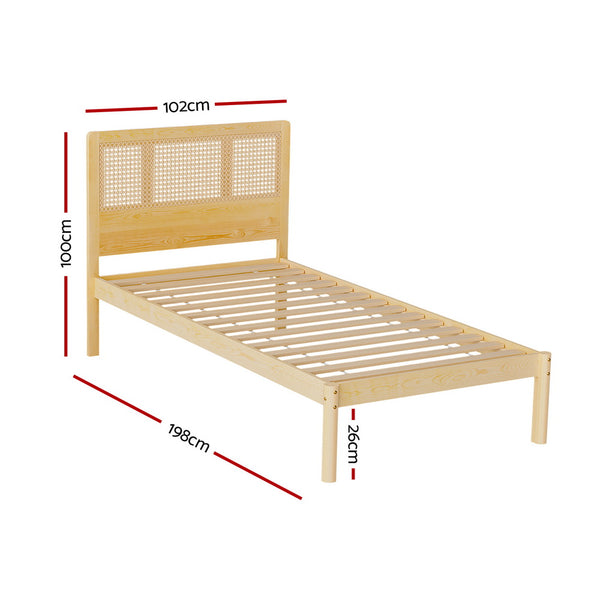 Artiss Bed Frame Single Size Rattan Wooden RITA Artiss