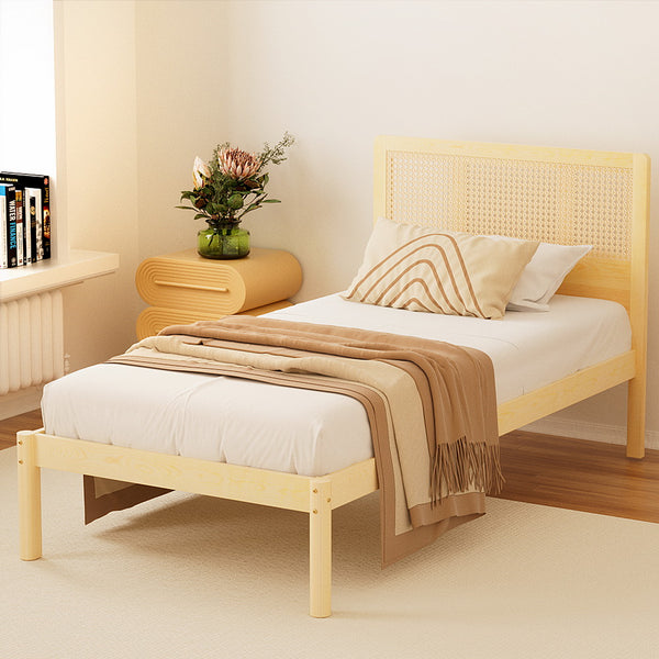Artiss Bed Frame Single Size Rattan Wooden RITA Artiss