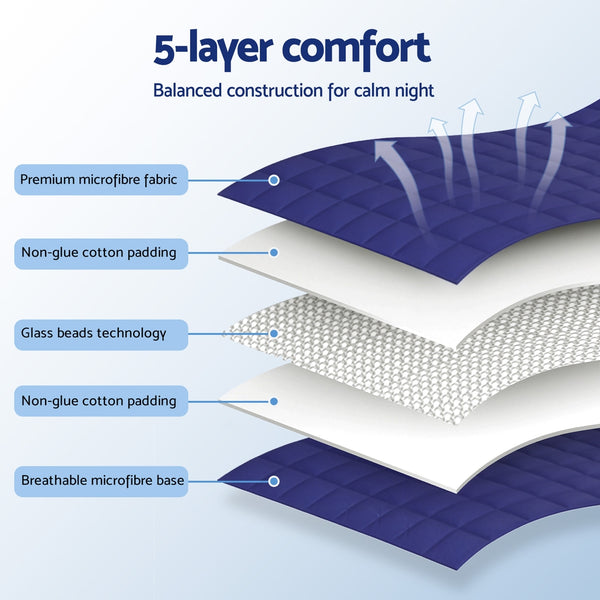 Giselle Bedding Weighted Blanket 6.8kg Kids Adults Heavy Gravity Relax Calm Blue Giselle Bedding