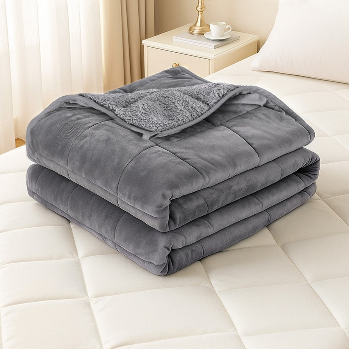 Giselle Bedding Weighted Blanket Fleece Sherpa Heavy Blanket 4.5KG Awezingly