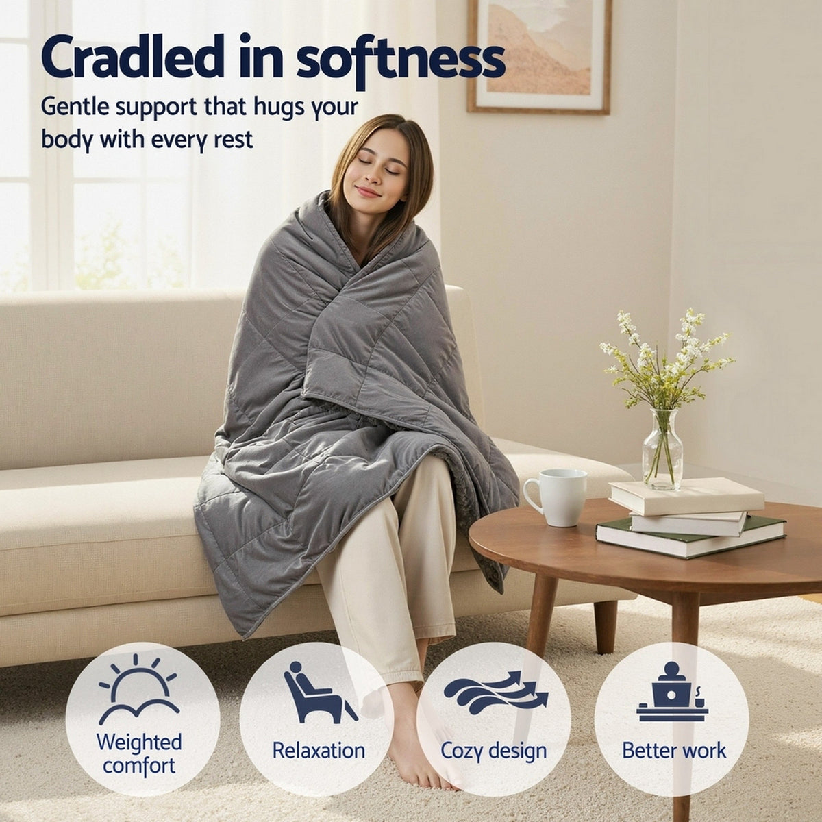 Giselle Bedding Weighted Blanket Fleece Sherpa Heavy Blanket 4.5KG Awezingly