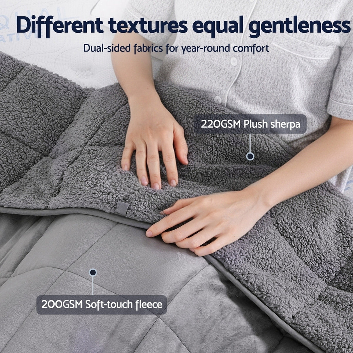 Giselle Bedding Weighted Blanket Fleece Sherpa Heavy Blanket 4.5KG Awezingly