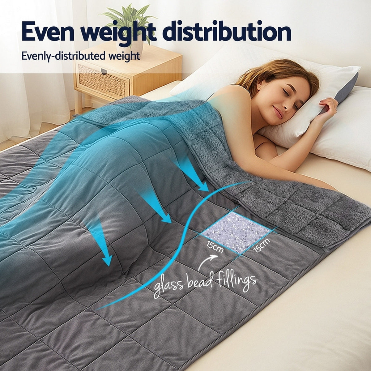 Giselle Bedding Weighted Blanket Fleece Sherpa Heavy Blanket 4.5KG Awezingly